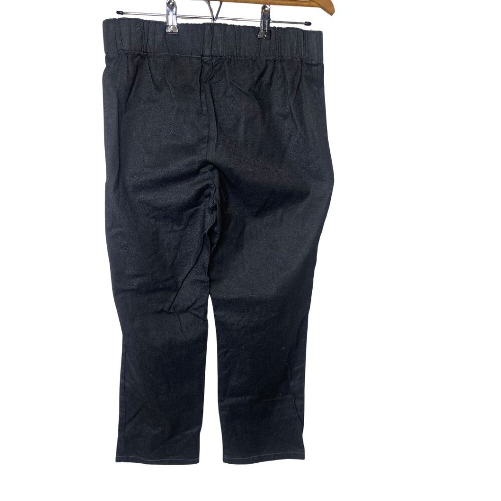 Soft Surroundings Black Sparkle Glitter Pull On Pant Straight Ankle Size PM - Picture 2 of 4